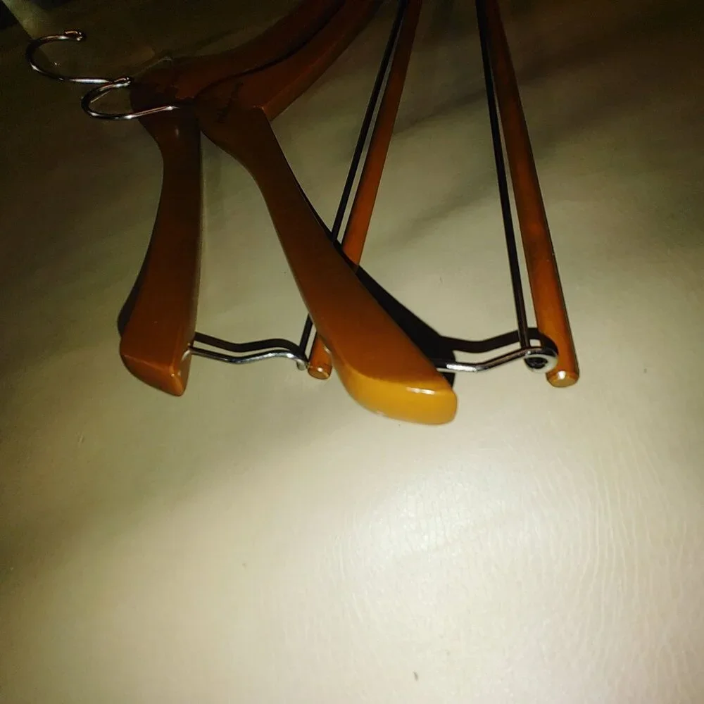 Suit Hanger Hold Everything Wooden Metal Vintage Set Rustproof Finish Wardrobe